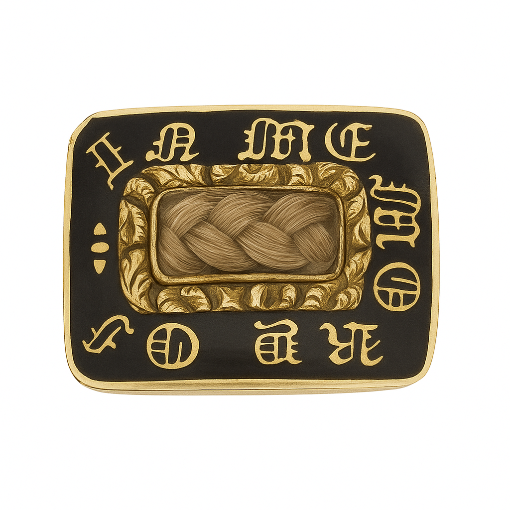 1831 Georgian 14K Gold & Enamel Hair Mourning Pin