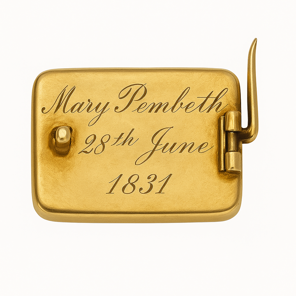 1831 Georgian 14K Gold & Enamel Hair Mourning Pin