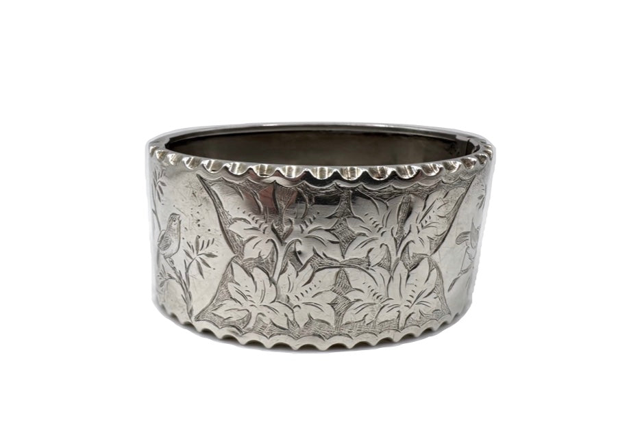 1870s Wide Victorian Sterling Cuff Bracelet
