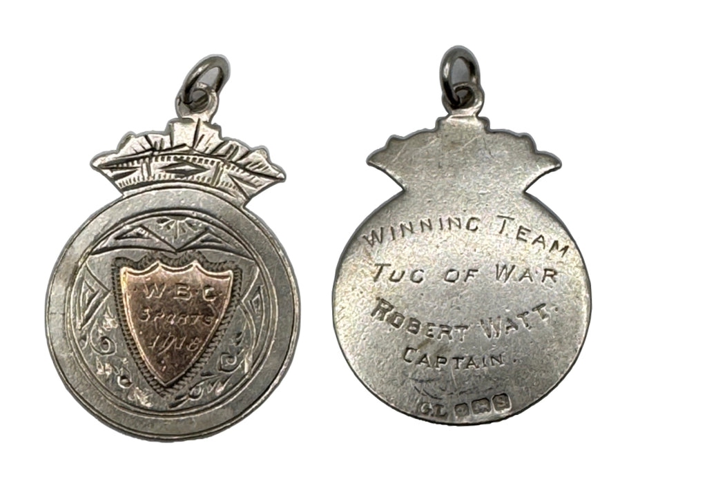 Antique 1918 Sterling & Rose Gold Watch Fob