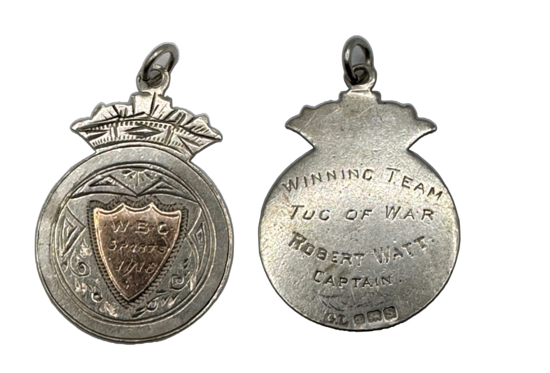 Antique 1918 Sterling & Rose Gold Watch Fob