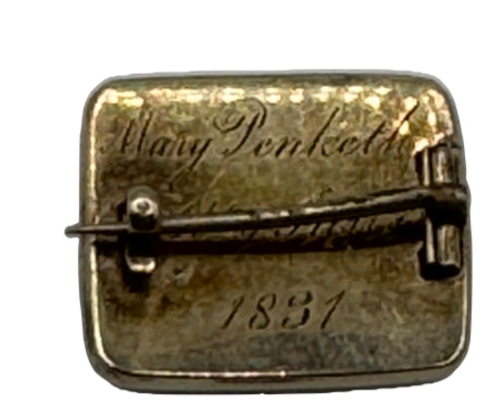1831 Georgian 14K Gold & Enamel Hair Mourning Pin