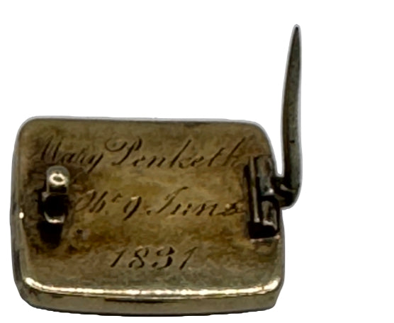 1831 Georgian 14K Gold & Enamel Hair Mourning Pin