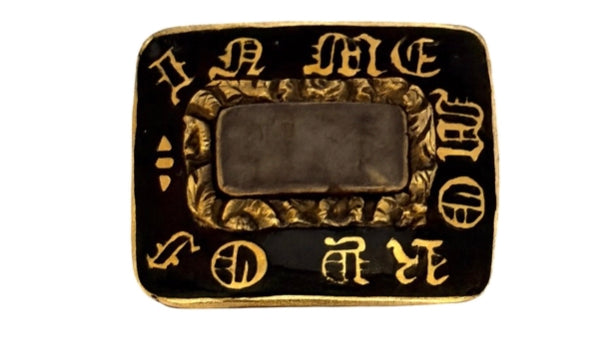 1831 Georgian 14K Gold & Enamel Hair Mourning Pin