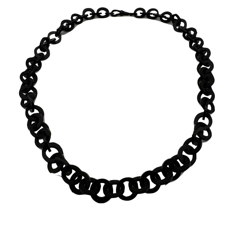1870s Victorian Vulcanite Black Mourning Chain