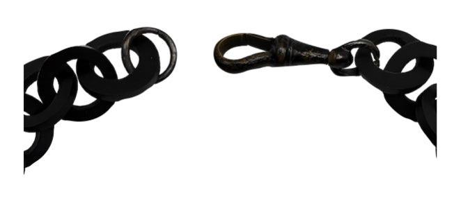 1870s Victorian Vulcanite Black Mourning Chain