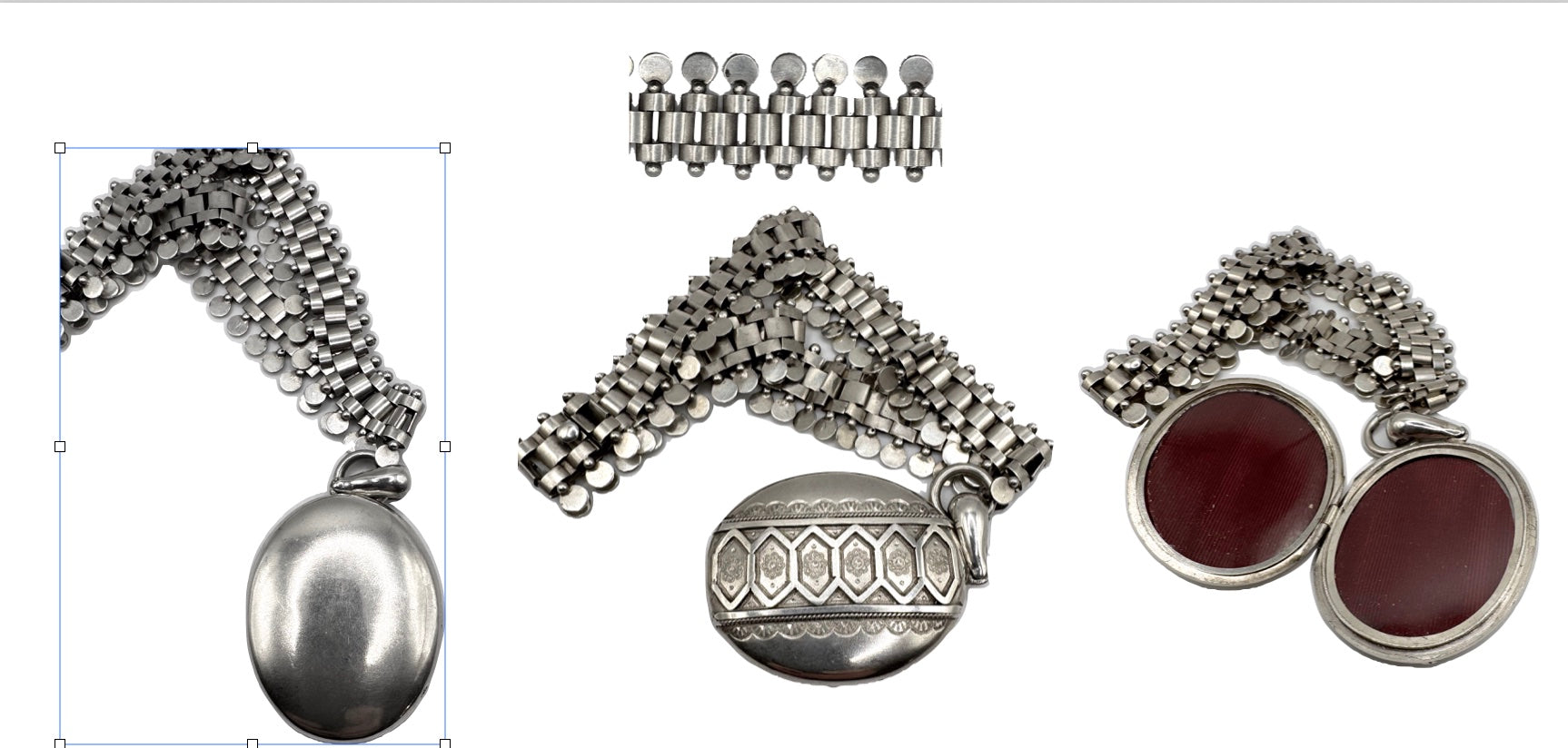 1880s Victorian Sterling Collar & Locket Necklace