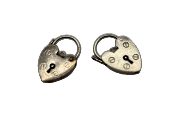 Pair of Vintage Sterling Silver Heart Locks